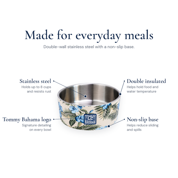 Tommy Bahama Pet - Double Insulated Stainless Steel Bowls