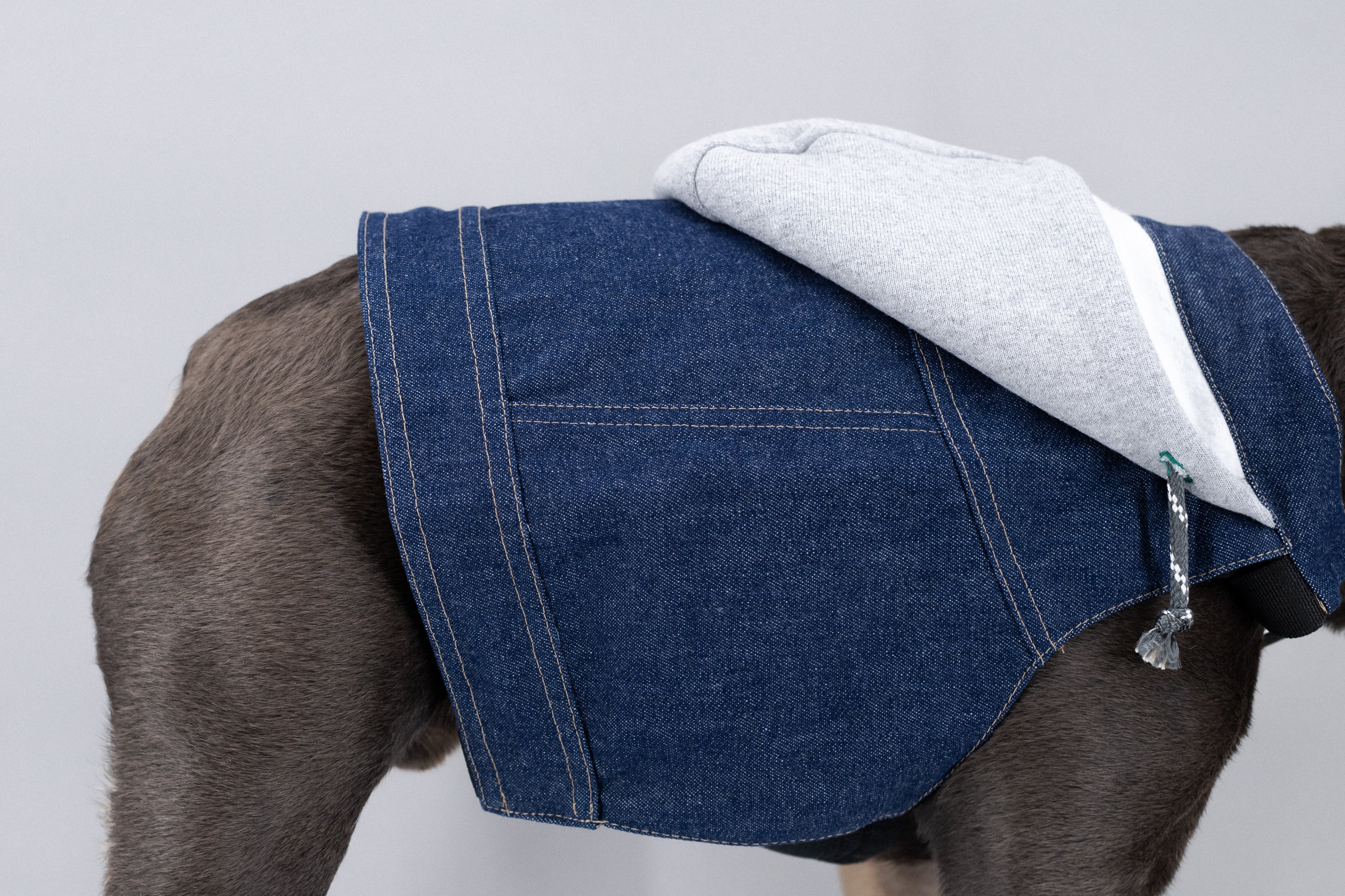 Dog Denim Jacket with Hood (K9 Harness Required)